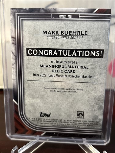 2022 Topps Museum Collection Meaningful Materials Relics #08/50 Mark Buehrle - Picture 3 of 3
