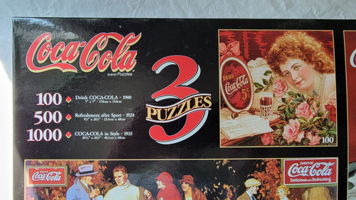 3 rompecabezas de Coca Cola de colección 1999 nuevos en caja en una caja 1000 piezas/500 piezas/100 piezas** - Imagen 4 de 6