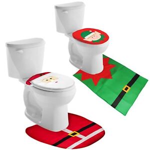 Image Is Loading Christmas Decoration Elf Santa Toilet Seat Cover Bathroom