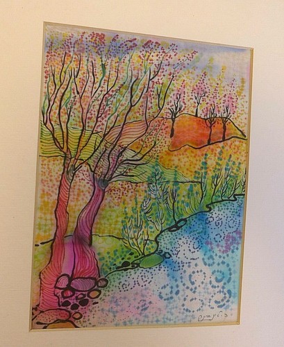 ORIGINAL HAND PAINTING ON SILK 14  X 11 INCH DIRECT FROM ARTIST RIVKA FILIIN   - Picture 3 of 12