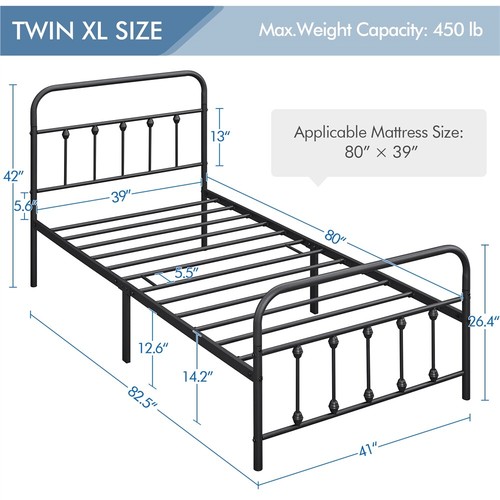 Metal Bed Frame Twin/Full/Queen/King Mattress Foundation Storage High Headboard - Picture 15 of 17
