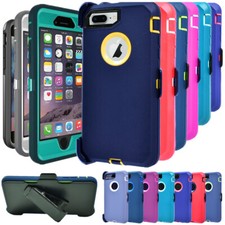For iPhone 6s 7 8 Plus Shockproof Defender Case Cover with Screen  Belt Clip