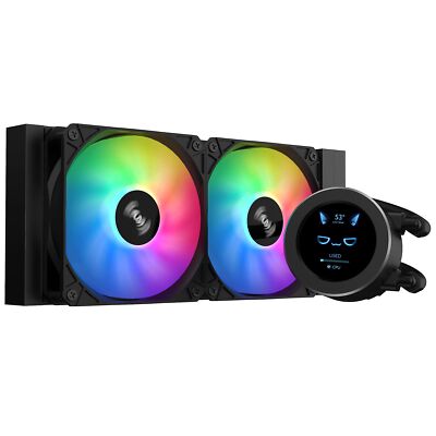SAMA SM240 Black Adjustable Liquid Cooler LCD Display Screen with 2x120mm Add...