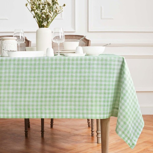 Solino Home 100% Pure Linen Tablecloth for Fall Dining Kitchen - Gingham Check - Picture 20 of 63