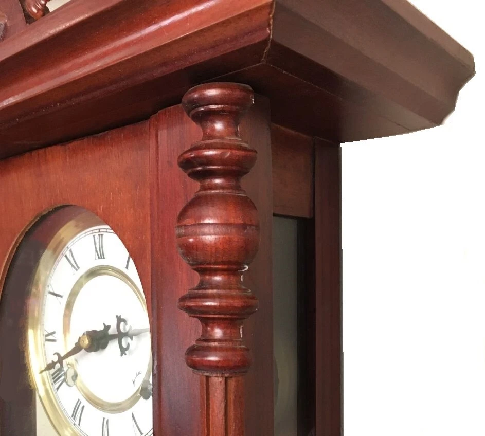 Vintage chiming wall clock. Equestrian motif. Chimes on the hour/ half-hour. - Image 3 of 4