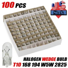 100 Pack 194 Halogen Signal Wedge Bulb T10 3W3 168 White Light Turn Lamp Marker