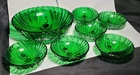 Vintage Anchor Hocking Emerald Green Burple Dessert Set