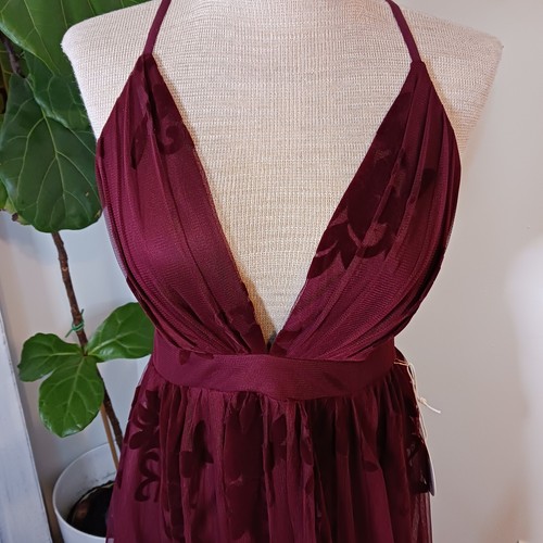 Vestido formal para mujer talla mediana, transparente, floral, formal, tul, nuevo con etiquetas graduación boda - Imagen 4 de 11