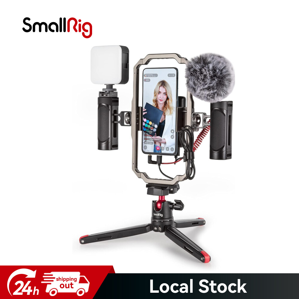 SmallRig Vlogging Kit with Video Light Microphone for iphone Smartphone Samsung