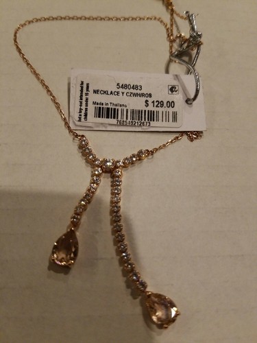 Swarovski Crystal Lariat Necklace, 14-7/8" + 2" ext Rose Gold Tone NWT $129 - Picture 4 of 4
