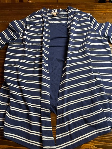 White Stag Shirt, Women's Size 2XL, Navy Blue White, Striped, Faux Layered - Picture 3 of 9