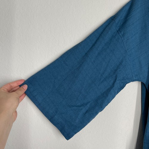 Gudrun Sjoden Georgia Kimono Womens S Blue Organic Cotton Wrap Pockets Lagenlook - Picture 3 of 15