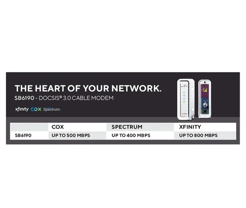 ARRIS 1000031 SURFboard Gigabit+ DOCSIS 3.0 32x8 Cable Modem SB6190 in White - Picture 4 of 5