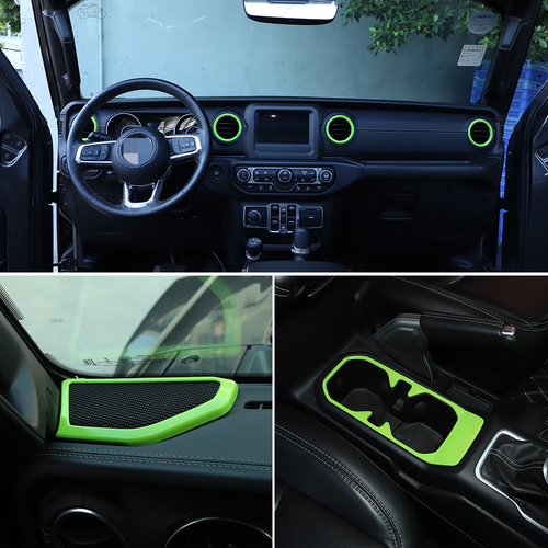 25X Interior Decoration Trim Full Kit Green For Jeep Wrangler JL 18+ Accessories - Foto 4 di 10