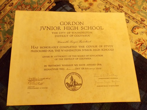 1940 GORDON JUNIOR HIGH SCHOOL Washington, DC DIPLOMA Rare Find ! - Picture 1 of 3