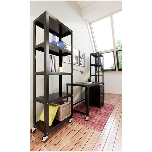 Home Square 3-Piece Set with Mobile Desk & File Cabinet & 5-Shelf Bookcase Black - Picture 22 of 24