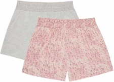 Jane and Bleecker 2 Pack Lightweight Lounge Sleep Shorts,Heather Gray/Pink, L