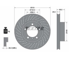 Bremsscheibe PRO+ TEXTAR 92279905 für Porsche Boxster Cayman