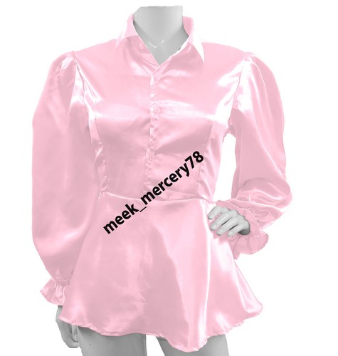 Satin Button-Down  Victorian Shirt Long sleeve Female Elegant Peplum Top S86-1 - Afbeelding 22 van 45
