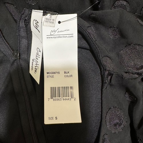 NY Collection Womens Size S Black Elbow Sleeve Swiss Dot Elegant Party Dress NWT - Picture 7 of 9