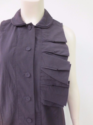 MARNI Raisin Cotton Nylon Origami Pleated Sleeveless Blouse Shirt Top Sz 40, EUC - Picture 2 of 7