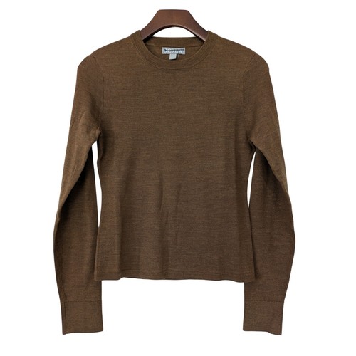 J. Crew Carolyn Fitted Crewneck Sweater Merino Wool Size S Brown NWT CB924