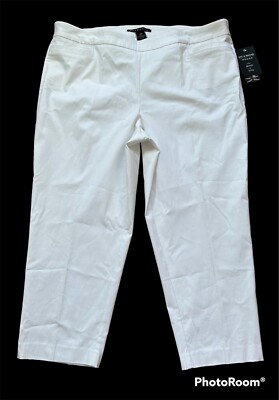 NWT Women's Zac Rachel White Stretch Pull On Capris Pants 24W