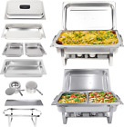 2-Pack 8Qt Stainless Steel Chafing Dish Buffet Chafer Set with Foldable Frame Wa