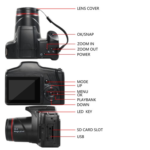 Digital Camera 3 Inch TFT LCD Screen HD Video Camera Record 16MP 1080P 16X Zoom - Picture 7 of 7