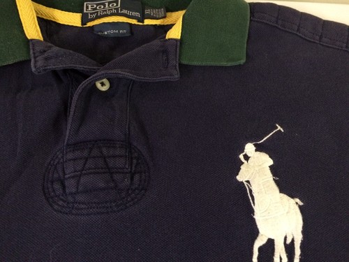 POLO by RALPH LAUREN~VTG~blaues Poloshirt~großer weißer Reiter~Größe XL(?)~Custom Fit - Bild 1 von 4