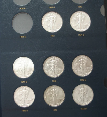 SET OF WALKING LIBERTY SILVER HALVES 1941 TO 1947 (20 COINS)  CH/GEM BU