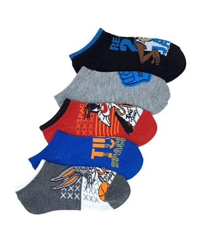 Space Jam No Show Socks Little Boys 6-8.5 Multi Pack of 5 - Picture 1 of 12