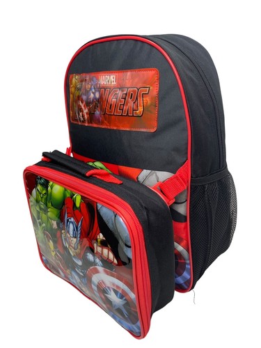Avengers Backpack With Lunch Bag For Kids Marvel Matching 2 Piece School Bag Set - Picture 11 of 18