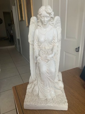 Vtg Lg 24" Beautiful Ceramic Pottery Angel Statue Inside ...