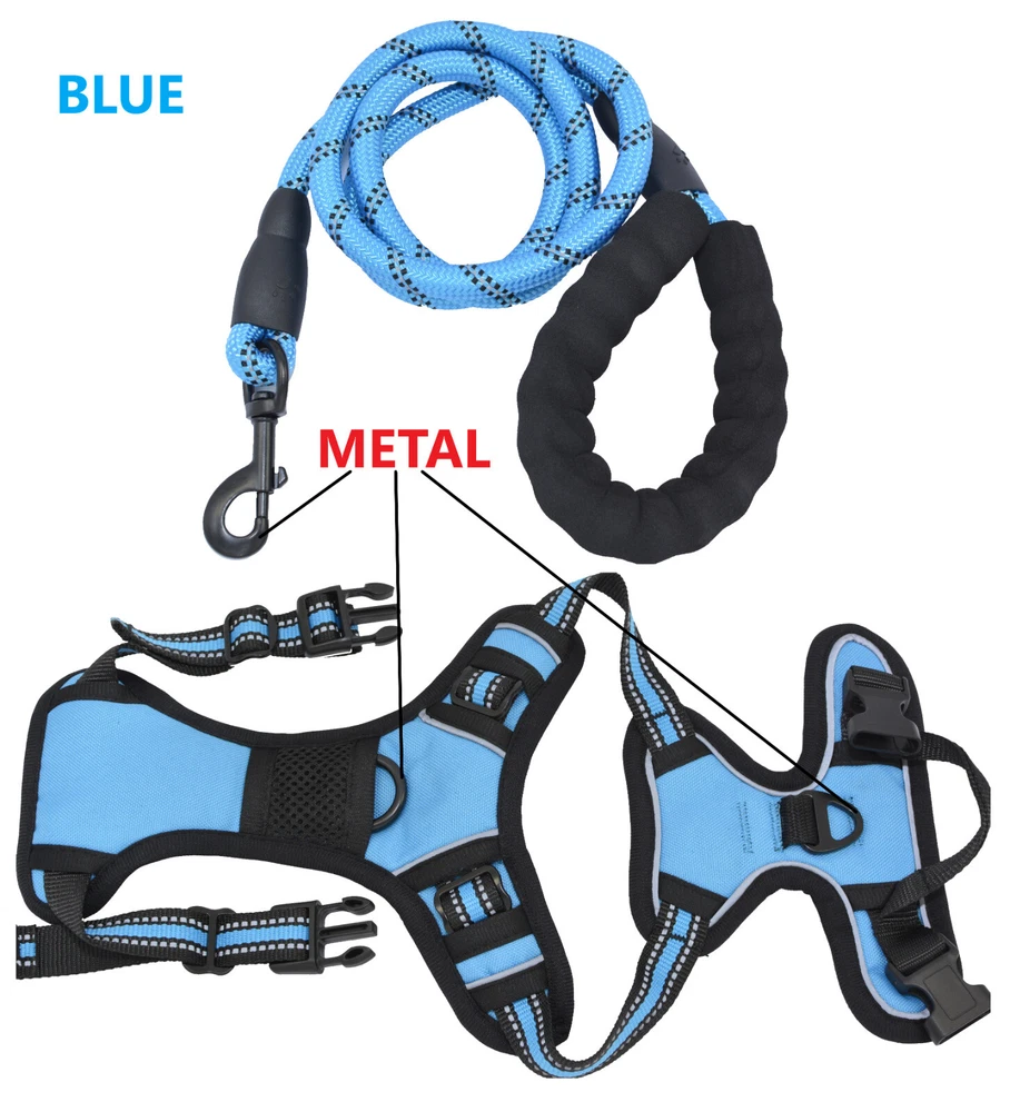 Dog Harness & Training Leash No Pull Control Adjustable Large Handle Heavy Duty