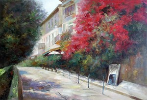 FRANCE-PROVENCE-Paris-Cafe-Chateau-Wine-Vineyard-Tuscany-Italy-Art-Oil-Painting