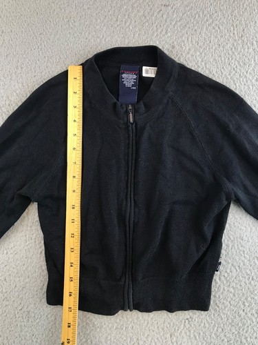 Tommy Jeans Jacket Girls Large Black Full Zip Knit Lightweight Embroidered Logo - Picture 3 of 15