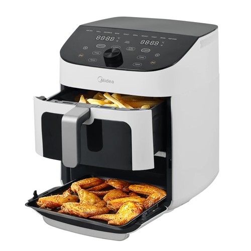 NEW Midea 11-quart Dual Basket Air Fryer Oven Wi-Fi & App Connected MAD1119DBPW - Picture 2 of 8