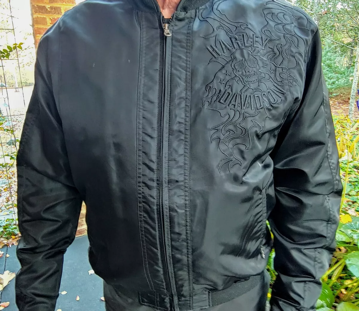 Harley Davidson Men s Lightweight Nylon Bomber Jacket Black L