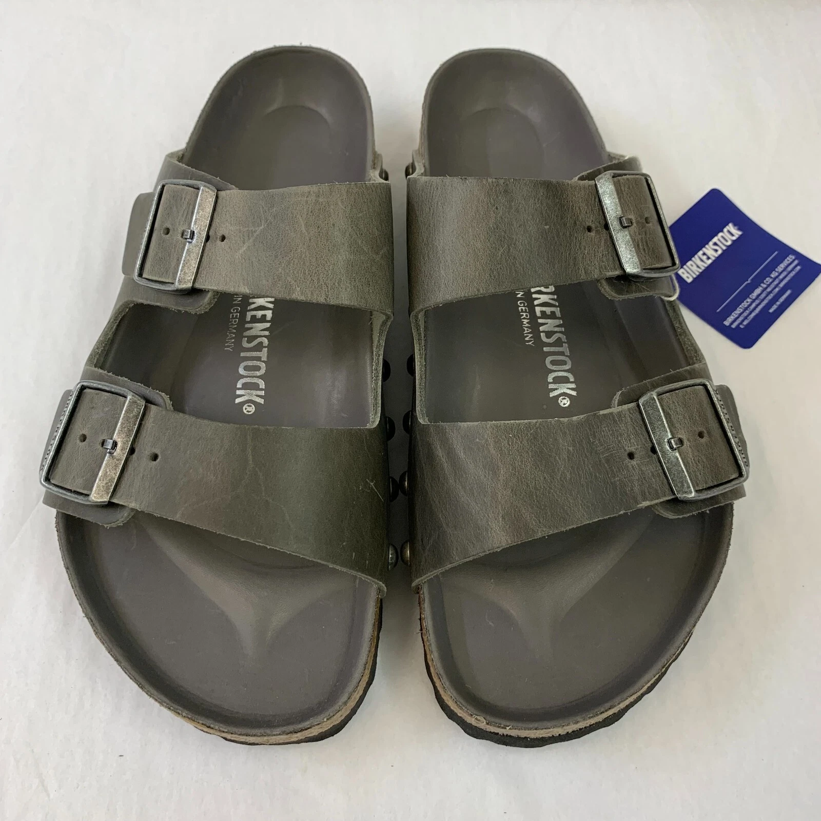 Birkenstock New w/o Box Arizona Light Studs Iron Oiled Leather Exquisite Regular