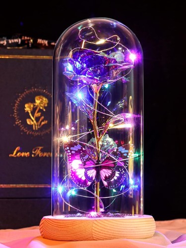 Eternal Forever Galaxy Rose Flower In Glass Dome LED Light Valentine's Day Gift - Picture 9 of 12