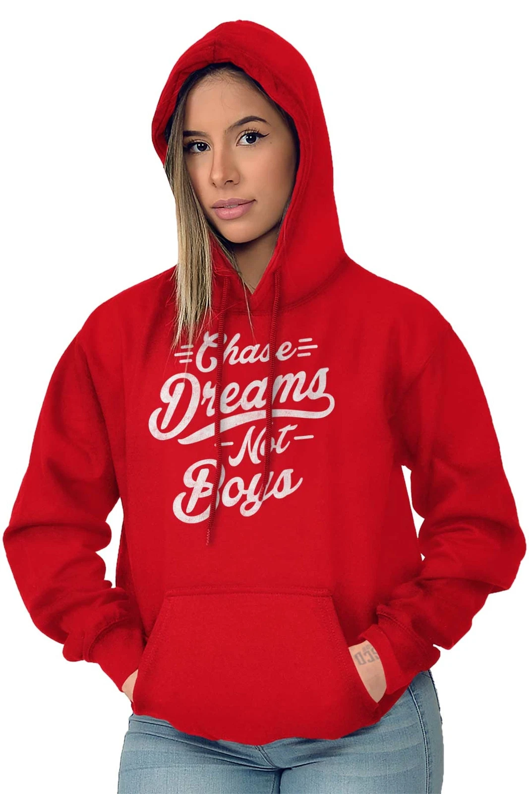 Felpa con cappuccio divertente San Valentino Chase Dreams non ragazzo donna