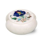 Lapis Lazuli Inlay Floral Art Home Decor Coaster Set Semi Precious Gift For Her