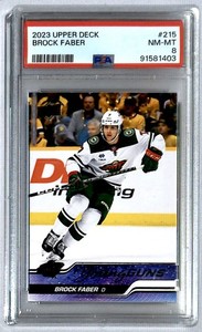 Brock Faber 2023-24 Upper Deck Young Guns Rookie #215 PSA 8 Minnesota Wild
