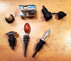 Assorted Lot of 6 Bottle Stoppers - Chrome Rubber Gasket Plastic Clamp