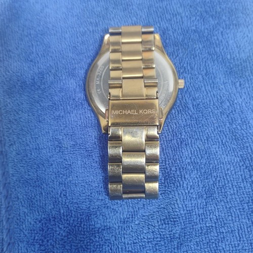 Michael Kors Slim Runway Watch MK-3265 Gold Tone Blue Dial Stainless Steel 42mm - Picture 11 of 17