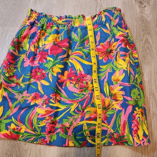 Gonna J Crew misto lino taglia 4 tasche foderata floreale tropicale crociera hawaiana - Foto 7 di 7