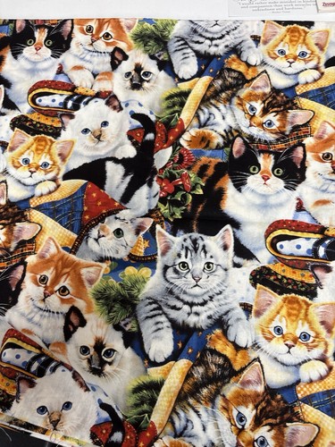 Kitten Cat Print Cotton Fabric 2 Yds Sewing Crafts Quilting Home Decor Cat Lover - Picture 3 of 9
