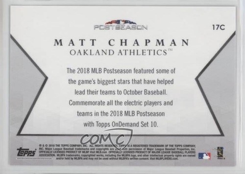 2018 Topps On Demand MLB Postseason Black /5 Matt Chapman #17C - Picture 2 of 3