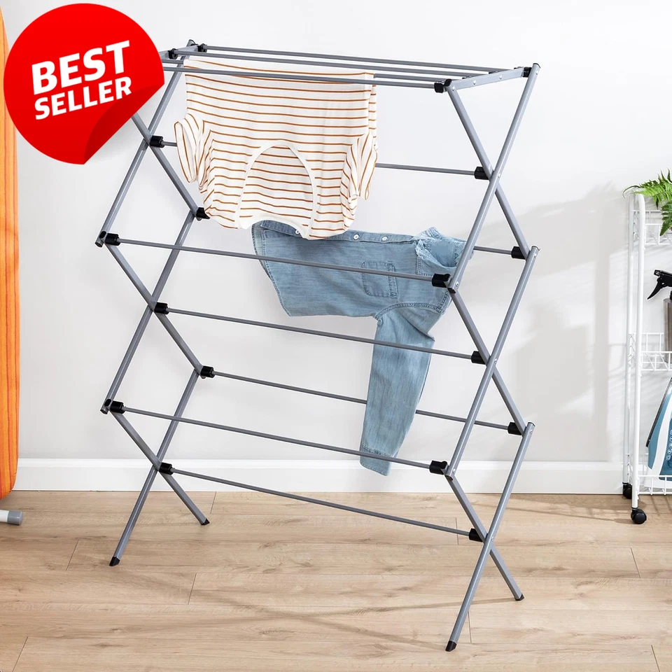 Collapsible Laundry Drying Rack Sturdy Steel Foldable Portable 50LB Capacity US - Image 2 of 4